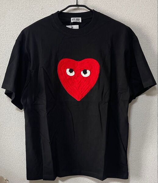 プレイコムデギャルソン PLAY COMME大きい赤ハート ロゴブラック 半袖Tシャツ
