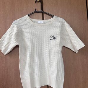 しまむらと辻希美さんコラボ アンジュシャルム ロゴ刺繍半袖サマーニットプルオーバー Lサイズ 半袖セーター