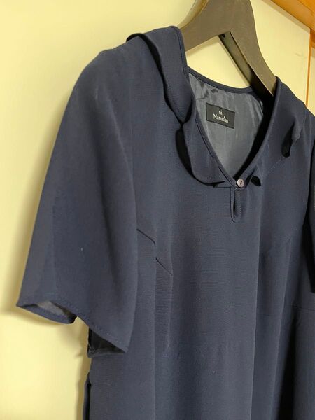 今日だけ値引き1500→980肩透け感が可愛いマタニティワンピース 濃紺 M〜L M-10027K