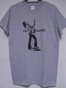 70'Sハードロック関連★即決★新品バンドTシャツ★パット・トラヴァース★PAT TRAVERS★グレーボディ×ブラック★S/M/Lサイズ対応可能