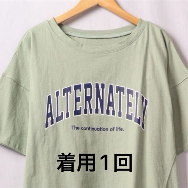 ロゴtシャツ 半袖 Tシャツ 半袖Tシャツ カットソー スウェット グリーン コットン