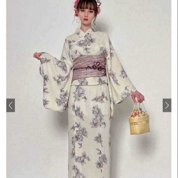 GRL 2wayセパレート浴衣 浴衣3点セット グレイル ショート丈 花柄 ワンピース 兵児帯 二部式 ピンク ホワイト