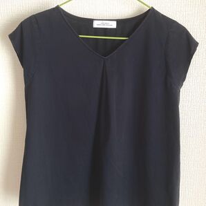 green label relaxing フレンチスリーブタックブラウス