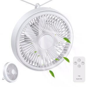 卓上扇風機 壁掛け 吊り下げ 扇風機 リモコン付き LED照明機能付き サーキュレーター USB充電風量3段階調 ミニファン