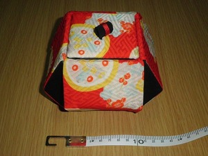 * decoration box kimono ground hand made circle pattern red handmade old clothes 