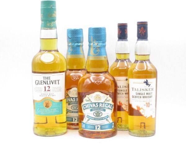 ハーフ グレンリベット12年 375ml /シーバス12年ミズナラ 350ml /タリスカー10年 200ml ウイスキー 5本