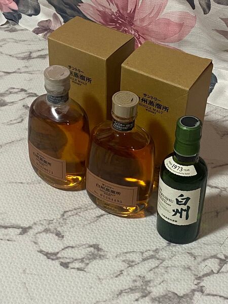 サントリー 白州蒸溜所 シングルモルト ウイスキー 3本、ミニボトル