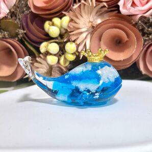 青空 クジラ レジン 置物 オブジェ ハンドメイド