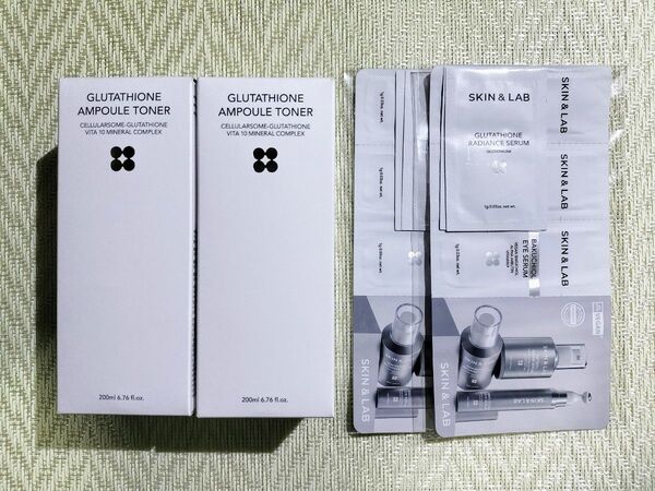 2本 グルタチオンアンプルトナー 200ml SKIN&LAB スキンアンドラブ 化粧水 純度99% 韓国 サンプル2セット付き