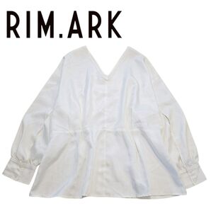美品 RIM.ARK リムアーク シャツ ブラウス 長袖 ホワイト Vネック