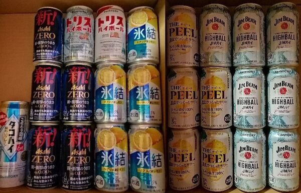 チューハイ&ハイボール&サワー等25本セット■ジムビーム■THE PEEL(ザ・ピール)■タコハイ■氷結シチリア産レモン■トリス■