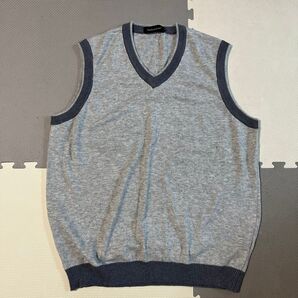 Vネックニットベスト メンズ グレー