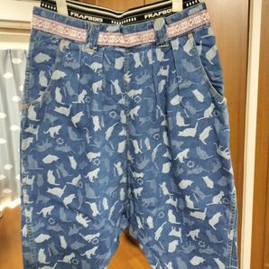 FRAPBOIS サルエルパンツ ジャガードデニム 猫柄