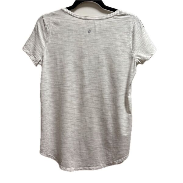 ルルレモン 半袖トップス Vネック Tシャツ ヨガピラティス トレーニング バレエ ランニング レディース ホワイトxグレー M