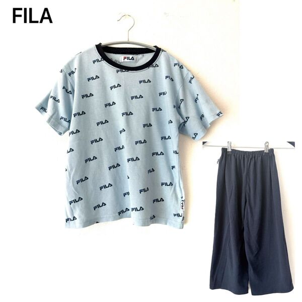 FILA パジャマ 部屋着 ティーシャツ パンツ 140 半袖 ロゴ キッズ セットアップ ルームウェア