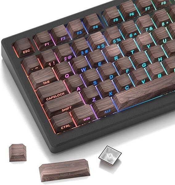 ウォールナット ウッド調 木目調 キーキャップ PBT チェリープロファイル Womier