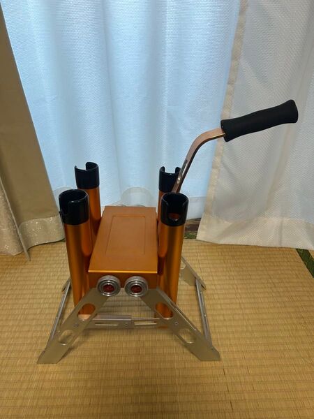 美品 ロデオクラフト ロッドスタンド 4本仕様 シルバー/オレンジ
