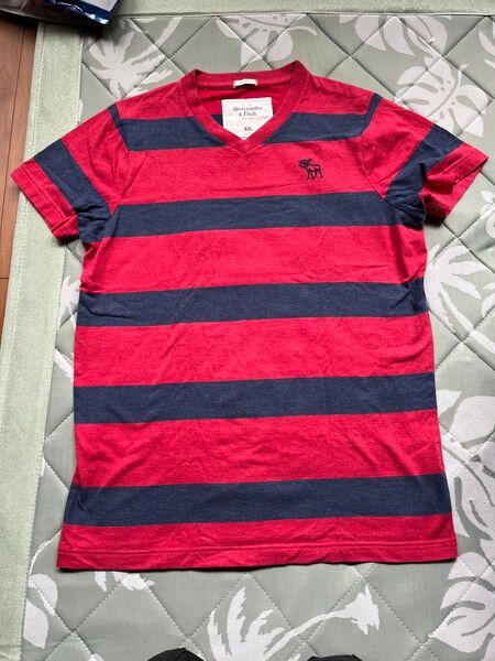 アバクロンビー&フィッチ XXL ボーダー Tシャツ 半袖 Vネック