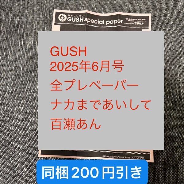 GUSH 2025年6月号全プレペーパー ナカまであいして 百瀬あん
