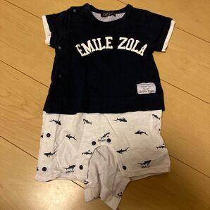 ロンパース 80サイズ ネイビー サメ柄