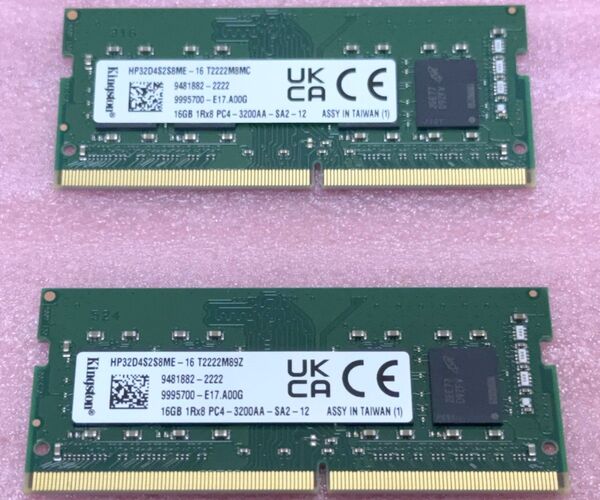 Kingston HP32D4S28ME-16 2枚■PC4-25600/DDR4-3200 SO-DIMM 32GB@16GB