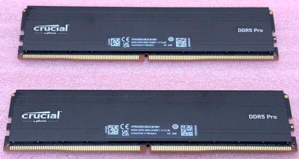 Crucial CP64G56C46U5 2枚◆PC5-44800/DDR5-5600 DDR5 UDIMM 128GB@64GB