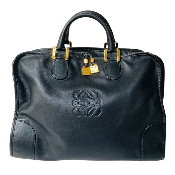 LOEWE ロエベ アナグラム アマソナ40 オールレザー ボストンバッグ ハンドバッグ ゴールド金具