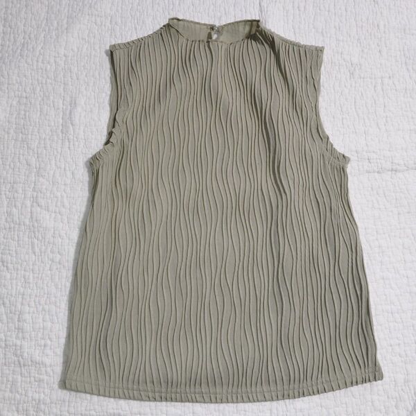SHEIN Dazy スタンドカラー ノースリーブ タンクトップ カットソー ブラウス ウェーブ グリーン ライム ミント М