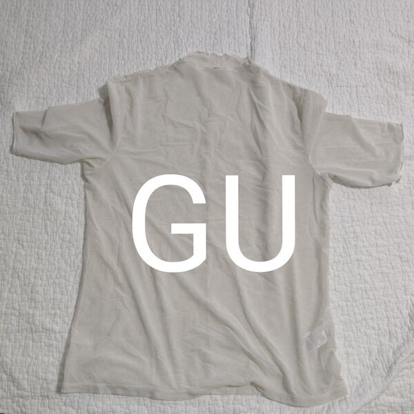 GU ジーユー シアーT 五分袖 Tシャツ 襟フリル Sサイズ ホワイト オフホワイト アイボリー 白
