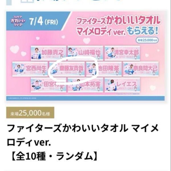 ファイターズ かわいいタオル マイメロディver. 斉藤友貴哉