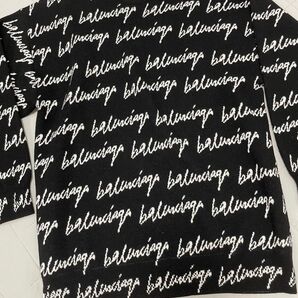 BALENCIAGA バレンシアガ ニット セーター ロゴ 総柄 ブラック
