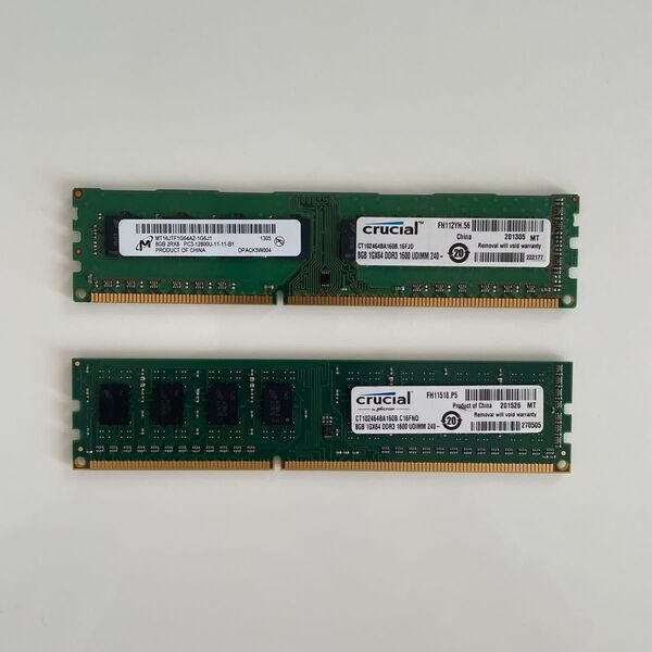 Crucial 16GB(2×8GB) DDR3-1600 UDIMM 2枚セット デスクトップ用メモリー