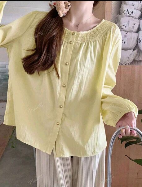 SHEIN オーバーサイズブラウス イエロー