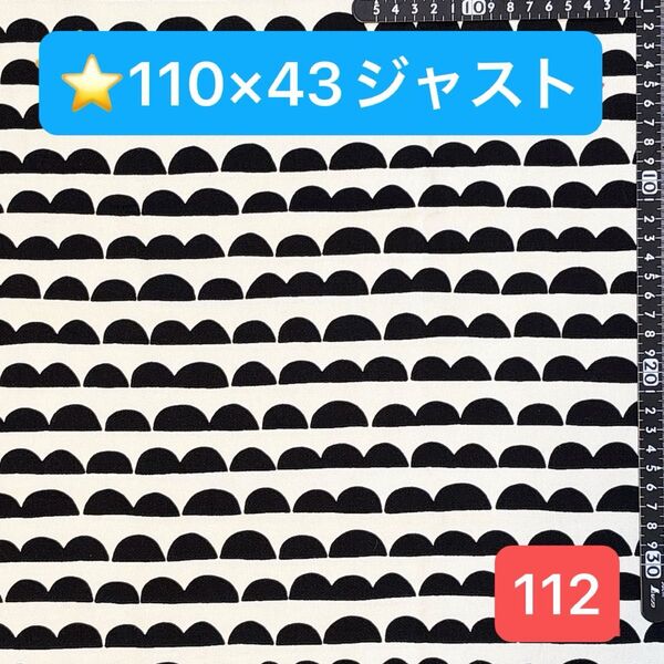 ★112生地/モノトーン柄【110cm×43cmジャスト】現品限り!(★マーク生地どれでも4点1600円)