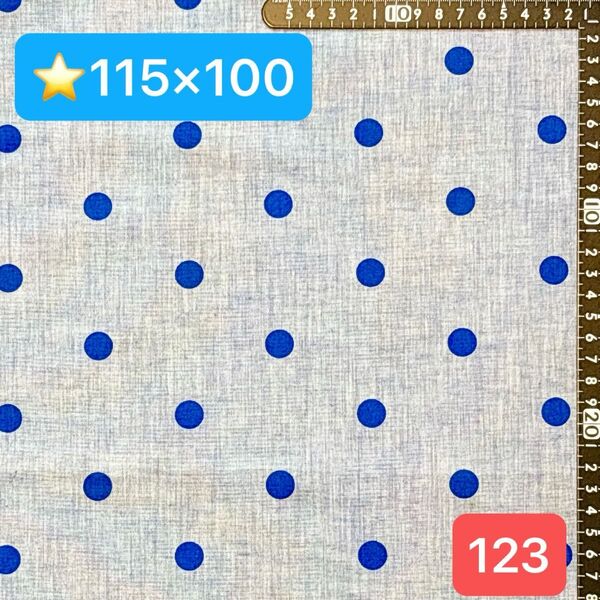 ★123生地/ドット柄(青)【115cm×100cm】現品限り!(★マーク生地どれでも4点1600円)