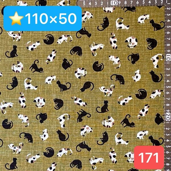 ★171生地/猫柄【110cm×50cm】現品限り!(★マーク生地は3点1300円、4点1600円)