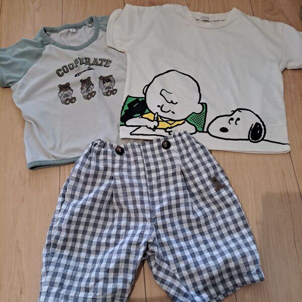 半袖 Tシャツ 半ズボン くま スヌーピー 90 95 ベビー キッズ ハーフパンツ