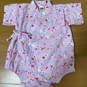 ベビー 甚平 ロンパース 80 パープル系