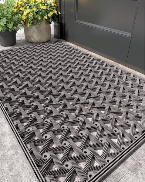 【新品】玄関マット 屋外 泥落とし ドアマット 48.5x75cm グレー
