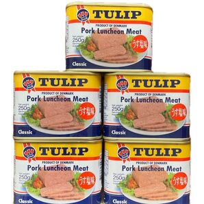 【5缶セット】TULIP ポークランチョンミート うす塩味 250g
