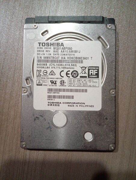 TOSHIBA MQ01ABF050 500GB 2.5インチHDD