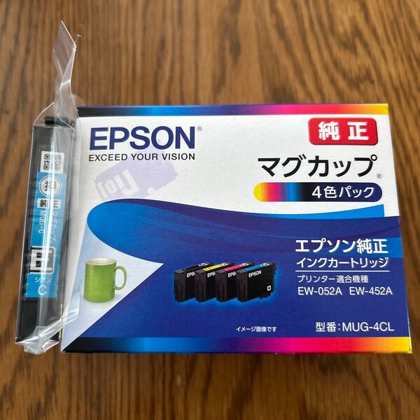 EPSON 純正 インクカートリッジ マグカップ 4色パック MUG-4CL と シアン1本