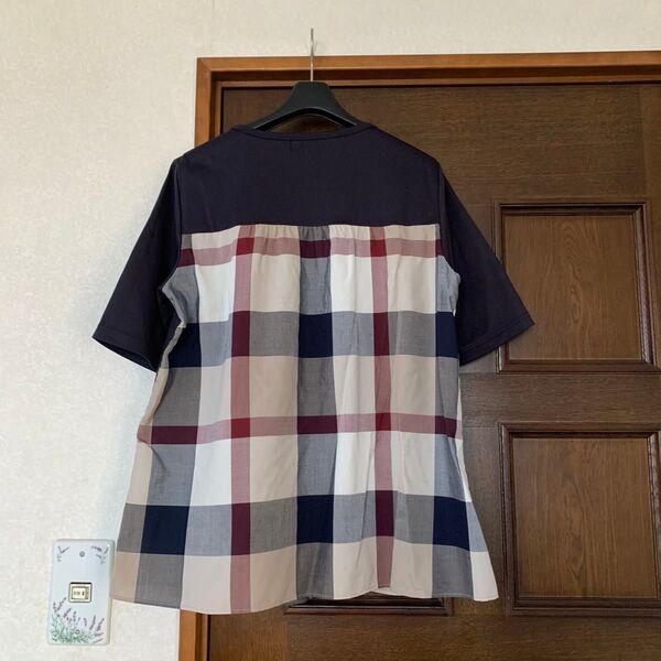 ブルーレーベルクレストブリッジ ネイビー チェック Tシャツ カットソー チュニック
