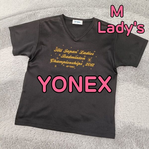 YONEX 半袖Tシャツ 黒色 Vネック レディース M au ジャパン バドミントン チャンピオンシップス 2012