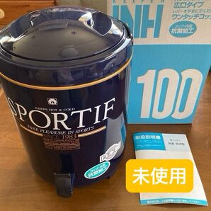ピーコック魔法瓶 キーパー9.5L INH-100 ダークブルー 広口タイプ ワンタッチコック 内コップ2個 アルミ製タンク