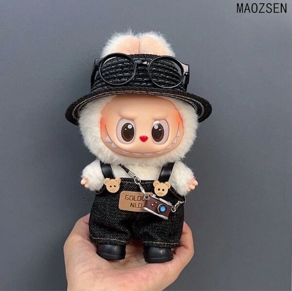 ラブブ洋服 Labubuぬいぐるみ 17cm着せ替え服 ぬい服 オーバーオール 5点セット