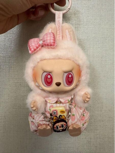 labubu ラブブ ぬいぐるみ着17cm 着せ替え服 3点セット ピンク