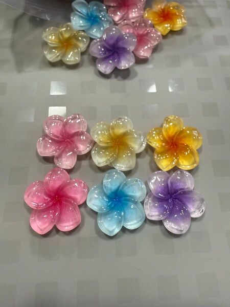 デコパーツ クリア 花 プルメリア