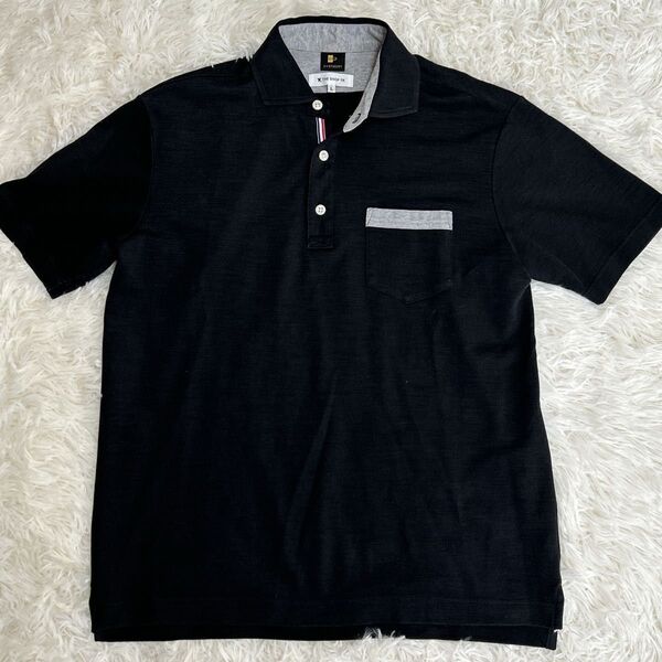 THE SHOP TK ブラック ポロシャツ 日本製 サイズL TAKEO KIKUCHI タケオキクチ 黒 半袖ポロシャツ