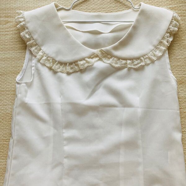 美品 evelyn 丸襟 袖なし ブラウス 夏 M タンクトップ トップス ノースリーブ